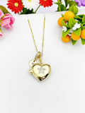 Gold Heart with Star Cubic Zirconia Diffuser Locket Pendant Necklace – Mom Gift Jewelry, N6823