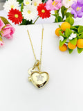 Gold Heart with Star Cubic Zirconia Diffuser Locket Pendant Necklace – Mom Gift Jewelry, N6823