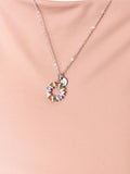 Silver Wreath Cubic Zirconia Pendant Necklace – Dainty Mom Gift Jewelry, N6825