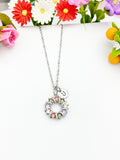 Silver Wreath Cubic Zirconia Pendant Necklace – Dainty Mom Gift Jewelry, N6825