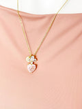 Gold Pink Heart Cubic Zirconia Pendant Necklace– Daughter Gift Jewelry, N6826