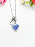 Silver Blue Heart Cubic Zirconia Pendant Necklace – Mother's Day Gift Jewelry, N6829