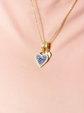 Gold Blue Heart Cubic Zirconia Pendant Necklace – Anniversary Gift Jewelry, N6830