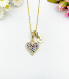 Gold Heart Cubic Zirconia Pendant Necklace – Anniversary Gift Jewelry, N6831