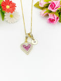 Gold Red Heart Cubic Zirconia Pendant Necklace – Anniversary Gift Jewelry, N6833