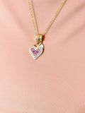 Gold Red Heart Cubic Zirconia Pendant Necklace – Anniversary Gift Jewelry, N6833