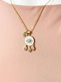 Gold Evil Eye Dreamcatcher Cubic Zirconia Pendant Necklace – Protection Gift Jewelry, N6834
