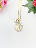 Gold Virgin Mary Lady of Guadalupe Cubic Zirconia Pendant Necklace – Faith Gift Jewelry, N6842