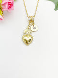 Gold Sacred Heart Pendant Necklace – Dainty Faith Protection Gift Jewelry, N6843