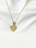 Gold Holy Heart Cubic Zirconia Pendant Necklace – Faith Protection Gift Jewelry, N6846