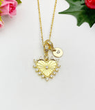 Gold Holy Heart Cubic Zirconia Pendant Necklace – Faith Protection Gift Jewelry, N6846