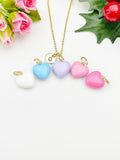 Gold Heart Enamel Pendant Necklace – Sweet Colors Dainty Gift Jewelry, N6851