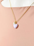 Gold Heart Enamel Pendant Necklace – Sweet Colors Dainty Gift Jewelry, N6851