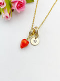 Gold Strawberry Charm Necklace – Fruit Foodies Dainty Gift Jewelry, N6853