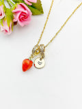 Gold Strawberry Charm Necklace – Fruit Foodies Dainty Gift Jewelry, N6853