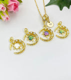 18K Gold Plated Moon Star Cubic Zirconia Pendant Necklace – Celestial Gift Jewelry, N6855