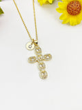 18K Gold Plated Cross Clear Cubic Zirconia Pendant Necklace – Christian Gift Jewelry, N6857