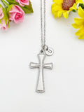 Large Silver Cross Stainless Steel Pendant Necklace – Christian Faith Gift Jewelry, N6861