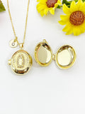 Gold Virgin Mary Oval Locket Necklace – Religious Faith Gift Jewelry N6863
