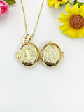 Gold Saint Benedict Locket Necklace – Religious Faith Keepsake Gift Jewelry, N6866