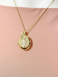 Gold Saint Benedict Locket Necklace – Religious Faith Keepsake Gift Jewelry, N6866
