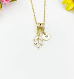 14K Gold Plated Leaf Clear Cubic Zirconia Necklace – Dainty Nature Gift Jewelry, N6873