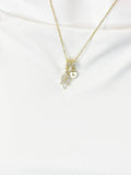 14K Gold Plated Leaf Clear Cubic Zirconia Necklace – Dainty Nature Gift Jewelry, N6873
