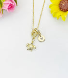 Gold Tiny Tortoise Sea Turtle Charm Necklace – Dainty Ocean Lover Gift Jewelry, N6876