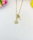 Gold Tiny Sun Sunburst Charm Necklace – Dainty Celestial Gift Jewelry, N6877