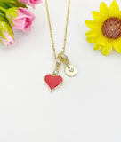 18K Gold Plated Red Heart Enamel Charm Necklace – Dainty Love Gift Jewelry, N6878