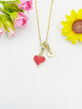 18K Gold Plated Red Heart Enamel Charm Necklace – Dainty Love Gift Jewelry, N6878
