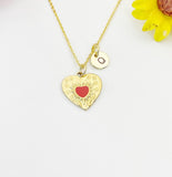 Gold Praying Hand with Sacred Heart Charm Necklace – Christian Faith Gift Jewelry, N6880