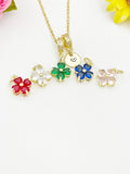 Gold Green Emerald Clover Charm Necklace – Dainty Lucky Pendant Gift Jewelry, N6881