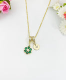 Gold Emerald Cubic Zirconia Flower Pearl Necklace – Dainty Floral Jewelry