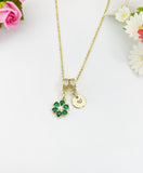 Gold Emerald Cubic Zirconia Flower Pearl Necklace – Dainty Floral Jewelry
