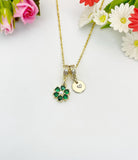 Gold Emerald Cubic Zirconia Flower Pearl Necklace – Dainty Floral Jewelry
