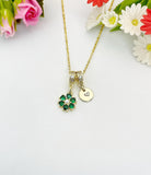 Gold Emerald Cubic Zirconia Flower Pearl Necklace – Dainty Floral Jewelry