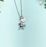 Silver Orangutan Monkey Charm Necklace with Personalized Initial Pendant, N249