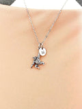 Silver Orangutan Monkey Charm Necklace with Personalized Initial Pendant, N249