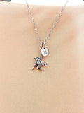 Silver Orangutan Monkey Charm Necklace with Personalized Initial Pendant, N249