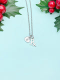 Silver Rx Heart Charm Necklace with Personalized Initial Pendant, N21N