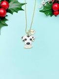 Gold Cute Dalmatian Dog Charm Necklace, N5906
