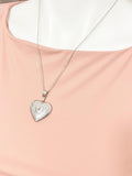 Silver Heart Locket Necklace, Floral Photo Keepsake, Stainless Steel