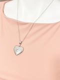 Silver Heart Locket Necklace, Floral Photo Keepsake, Stainless Steel