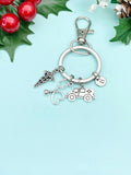 Ambulance Caduceus Stethoscope Charm Keychain, N1981A