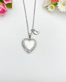 Stainless Steel Heart Locket Necklace, Keepsake Photo Frame, N4518