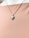 Silver TINY Heart Locket Necklace, D392