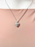 Silver TINY Heart Locket Necklace, D392