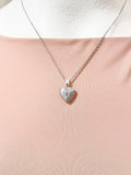Silver TINY Heart Locket Necklace, D392