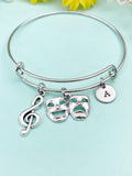 School Music Theater Drama Mask Charm Bracelet, Treble Clef Comedy Tragedy Mask Charm, Actor Theater Arts Gifts, N4654A